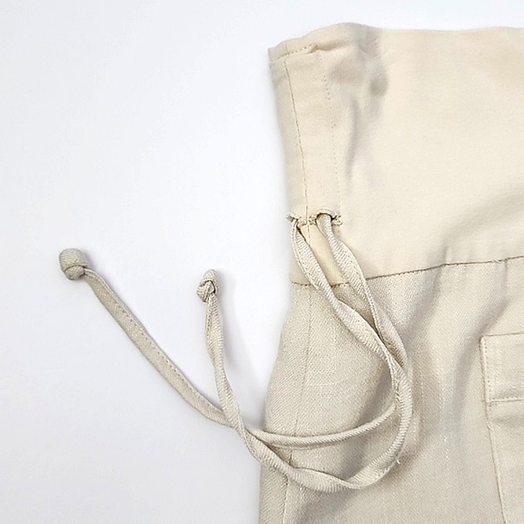 Melanie Lyne Cream Midi A-Line Slit Flowy Lined Cotton Blend Skirt Size 12 - Picture 9 of 15